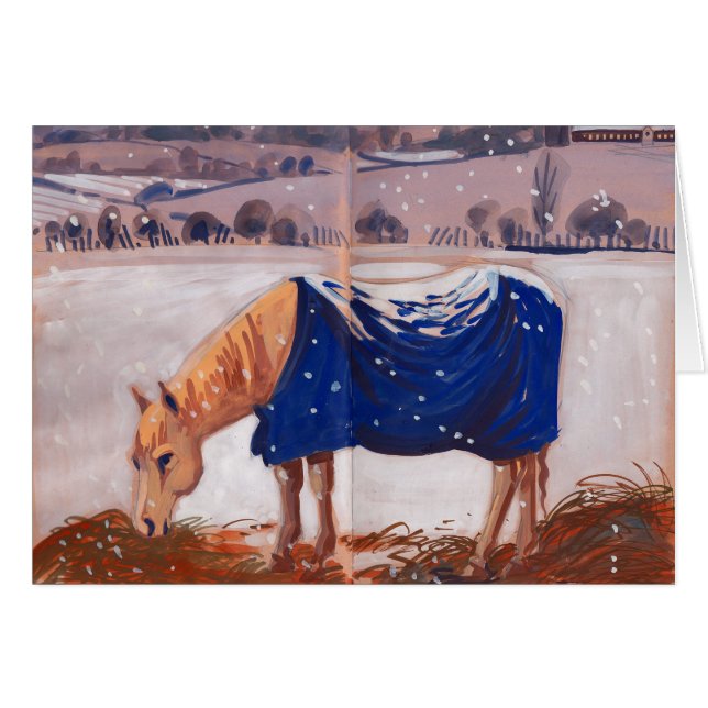 Cheval blanc dans la neige (Devant Horizontal)