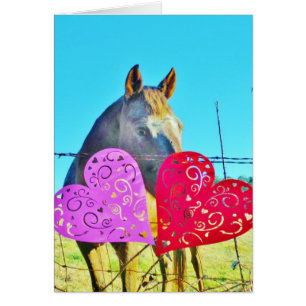Cheval blanc et Brown Valentine Coeurs