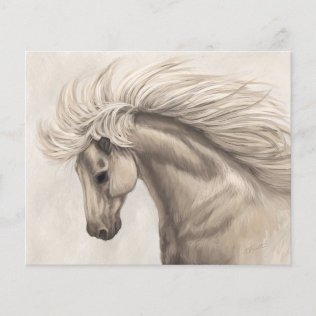 Cheval blanc gris d'ivoire sauvage Mane (Devant)