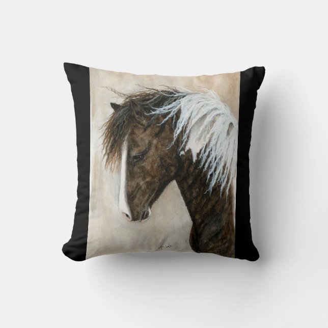 Cheval blanc noir de Pinto par le coussin de (Recto)