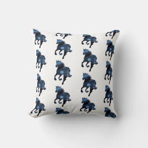 Cheval Bleu Art Jeu Coussin