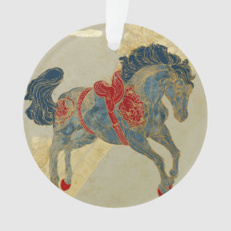 Cheval bleu royal orné 