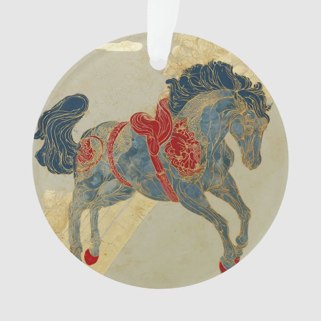 Cheval bleu royal orné  (devant)