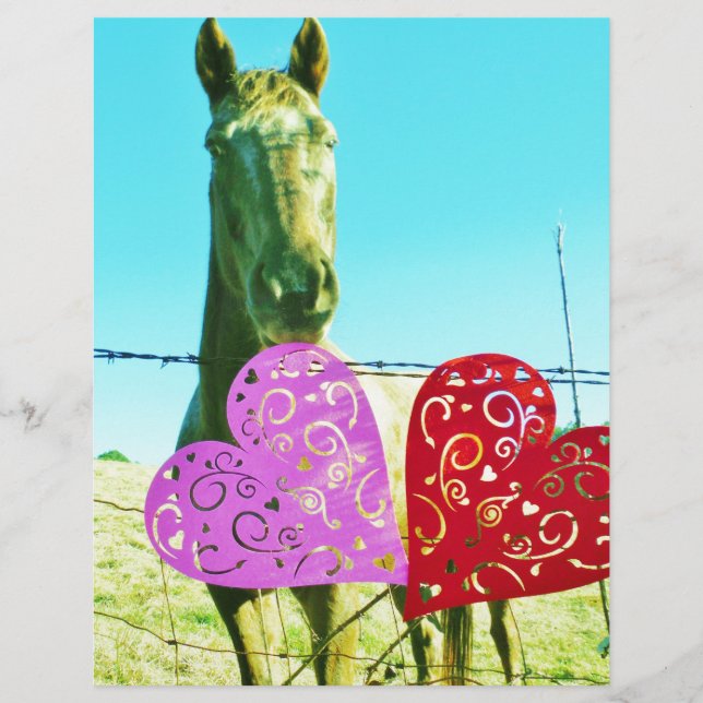 Cheval blond et Coeurs rose et rouge (Devant)