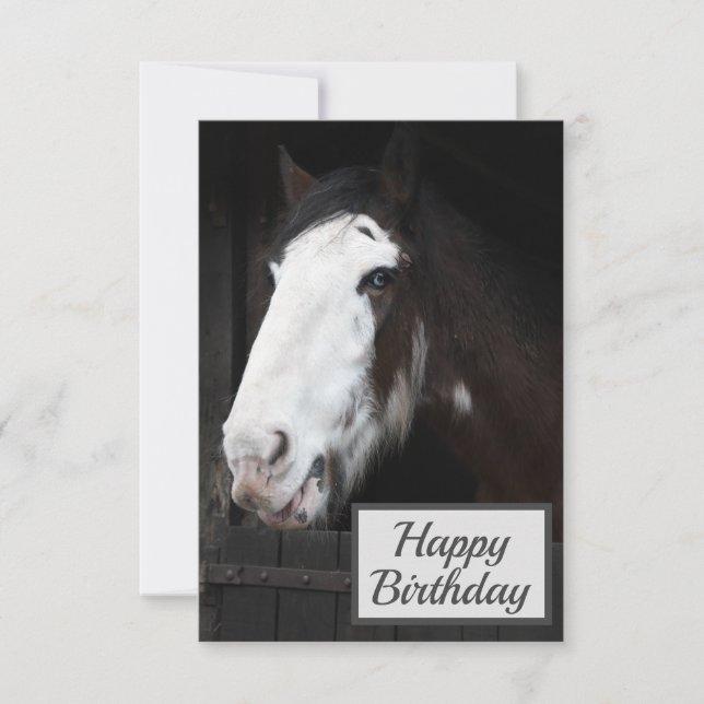 Cheval Brown à la ferme Bonne carte d'anniversaire (Devant)