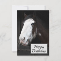 Cheval Brown à la ferme Bonne carte d'anniversaire