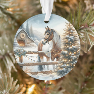 Cheval Brown et Blanc Noël personnalisé