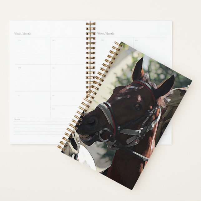 Cheval Brown Stylisé Smiling Head Sketch (Devant avec enveloppe)