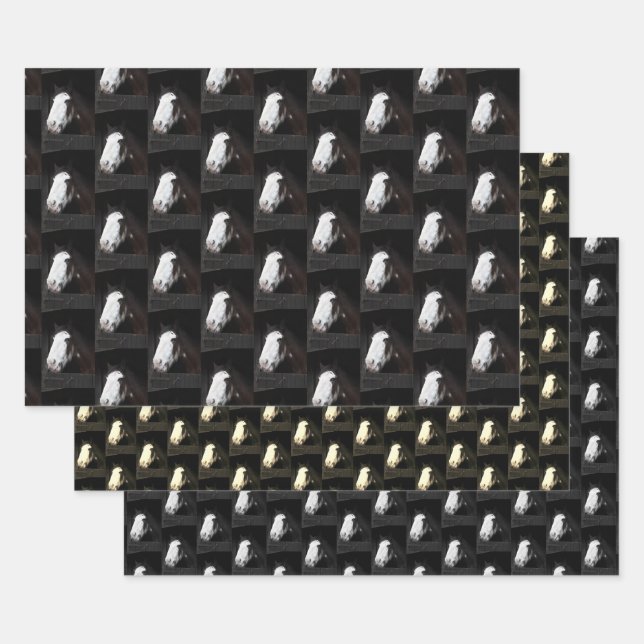 Cheval Brown sur papier d'emballage agricole 3 feu (Lot)