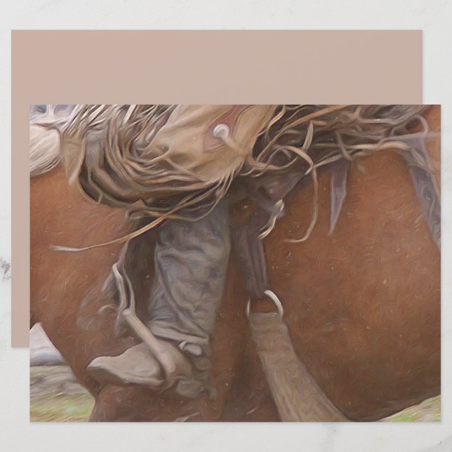 Cheval Brown Western Rodeo Cowboy (Devant / Derrière)