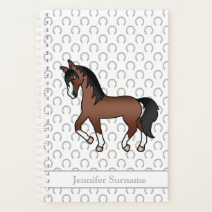 Cheval Brun de Dessin Animé au Trot & Texte Person