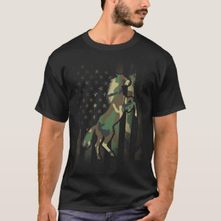 Cheval Camo Drapeau américain T-shirt militaire US