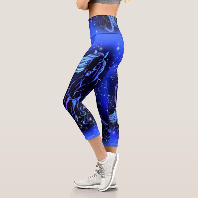 Cheval Capri Leggings Courir Dans La Nuit Bleue ét (Gauche)