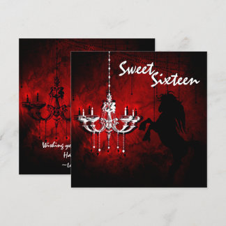 Cheval Chandelier Sweet sixteen Bonne carte d'anni