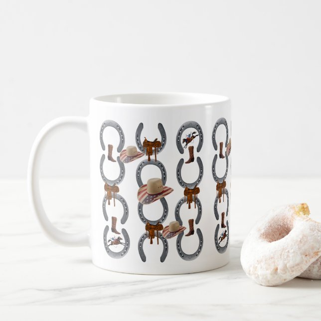Cheval Chaussure Selle Cowboy Mug (Avec donut)
