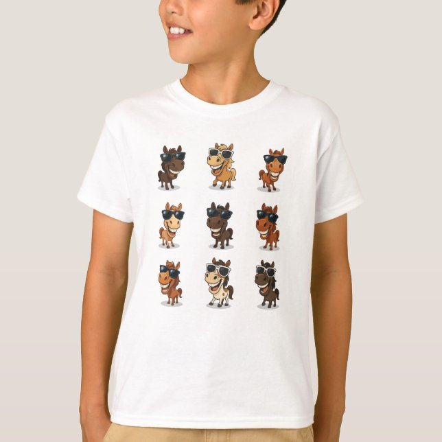 Cheval cool avec T-shirt Shades (Devant)
