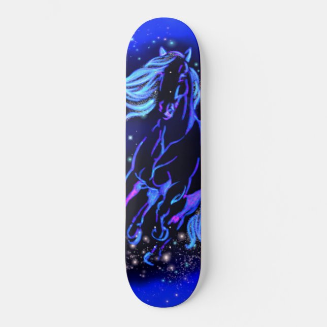 Cheval Courant En Lune Starry Night Skateboard (Recto)