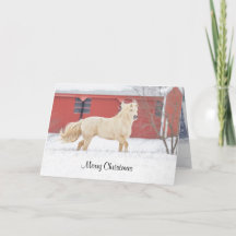 Cheval courir en neige Carte de vacances pliée