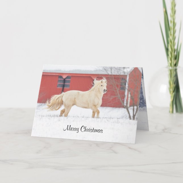Cheval courir en neige Carte de vacances pliée (Devant)