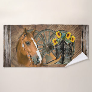 Cheval Cowboy Boots Wagon Wheels Sunflowers Wester