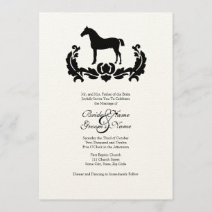 Cheval Damas noir et blanc Faire-part de mariage