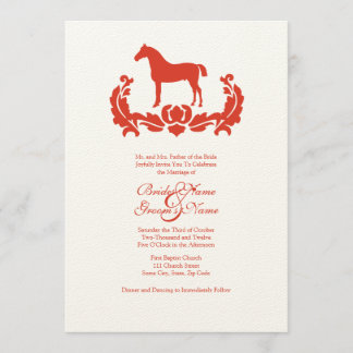 Cheval Damas rouge et blanc Faire-part de mariage