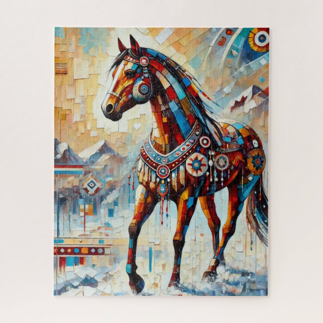 Cheval dans la neige 500 Piece Puzzle (Vertical)