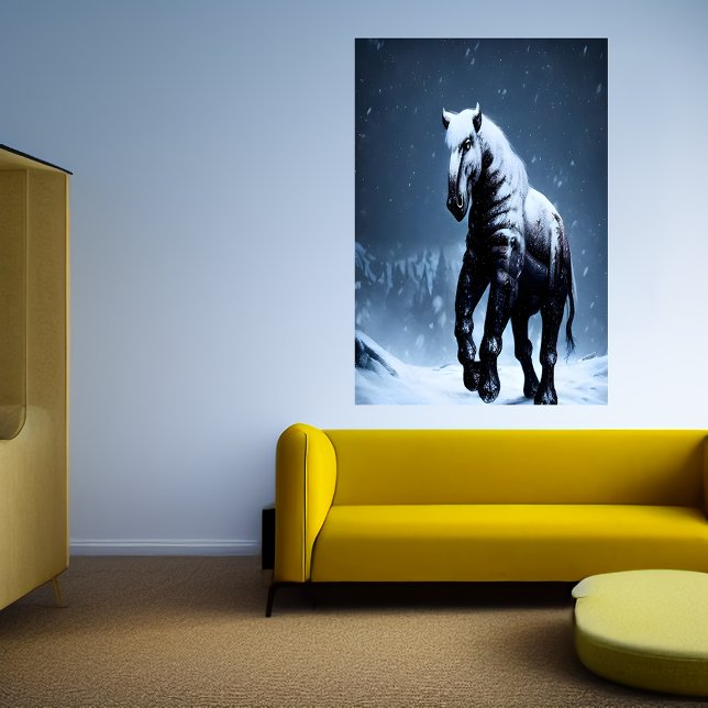Cheval dans la neige | AI Art Poster (Créateur téléchargé)