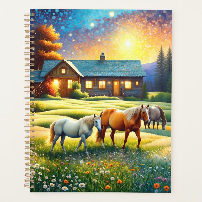 Cheval dans la prairie de fleurs sauvages de la fe (Devant)