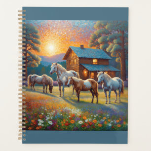 Cheval dans la prairie de fleurs sauvages de la fe