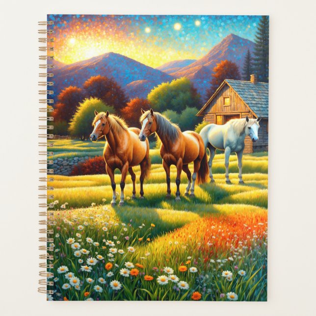 Cheval dans la prairie de fleurs sauvages de la fe (Devant)