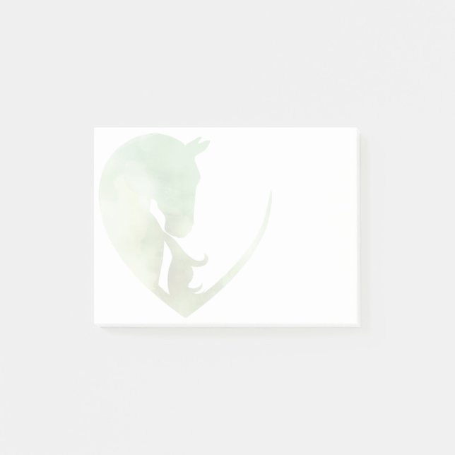 Cheval dans le coeur - Green Post-it Notes (Devant)