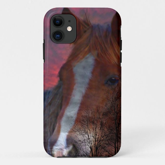 cheval dans le coucher de soleil coque iphone (Dos)