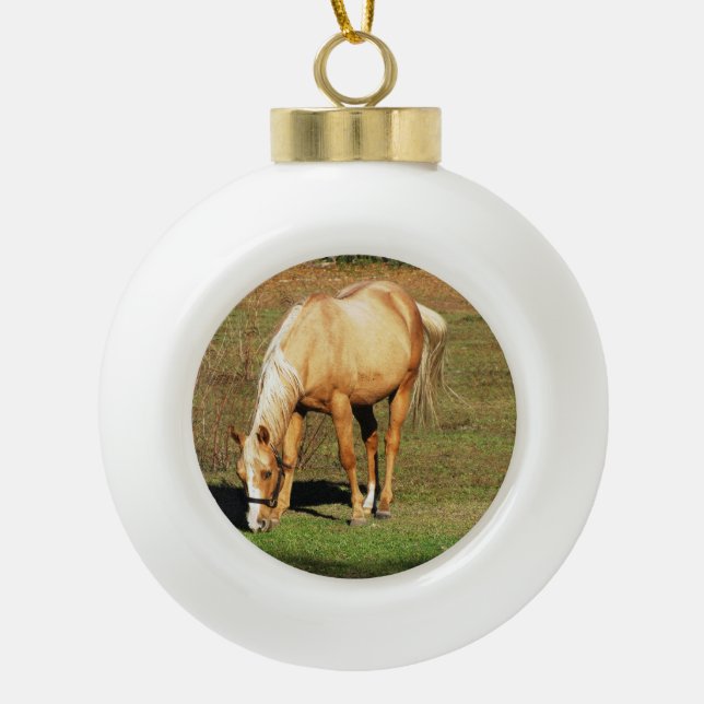 Cheval dans le pâturage Ornement de Noël (Devant)