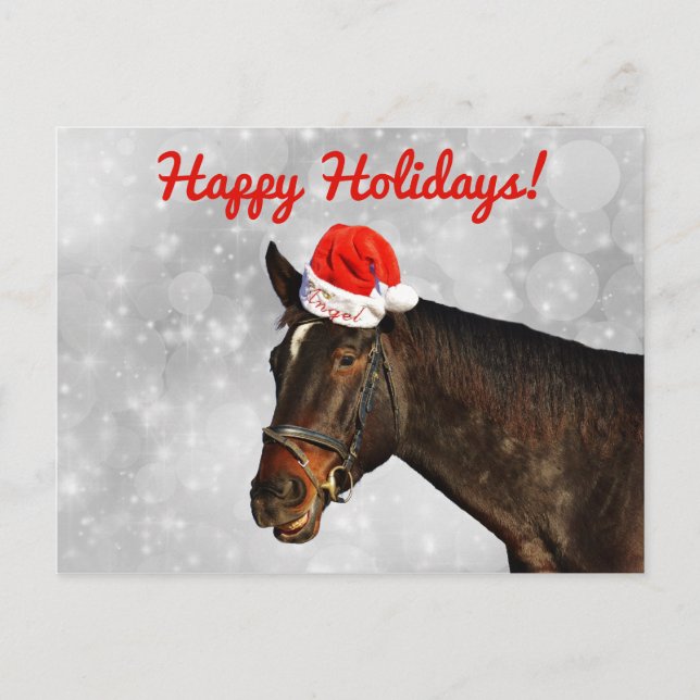 Cheval dans une carte postale Casquette de Noël (Devant)