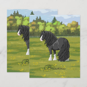 Cheval d'attelage noir et blanc de la bannière Tzi