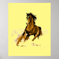 Cheval de course Motivational Artwork Poster Jaune