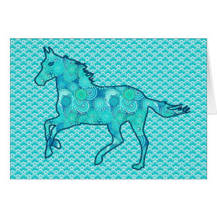Cheval de course Silhouette, Turquoise et Aqua