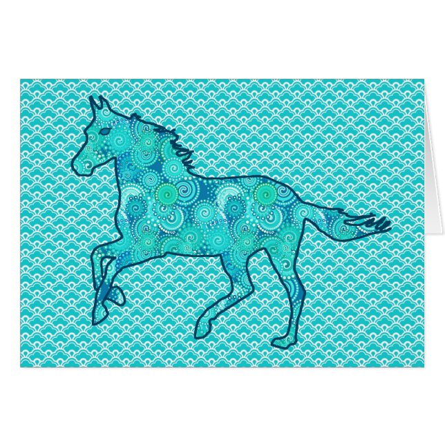 Cheval de course Silhouette, Turquoise et Aqua (Devant Horizontal)