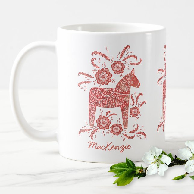 Cheval de Dala suédois Rouge café Mug personnalisé (Créateur téléchargé)