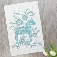 Cheval de Dala suédois Serviette de cuisine Turquo