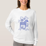 Cheval de Dala suédois T-shirt bleu et blanc<br><div class="desc">Illustration traditionnelle suédoise Dala Horse en bleu indigo. Parfait pour les Vikings.</div>