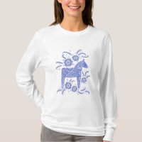 Cheval de Dala suédois T-shirt bleu et blanc