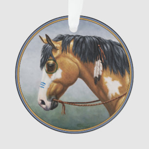 Cheval de guerre amérindien Buckskin Pinto