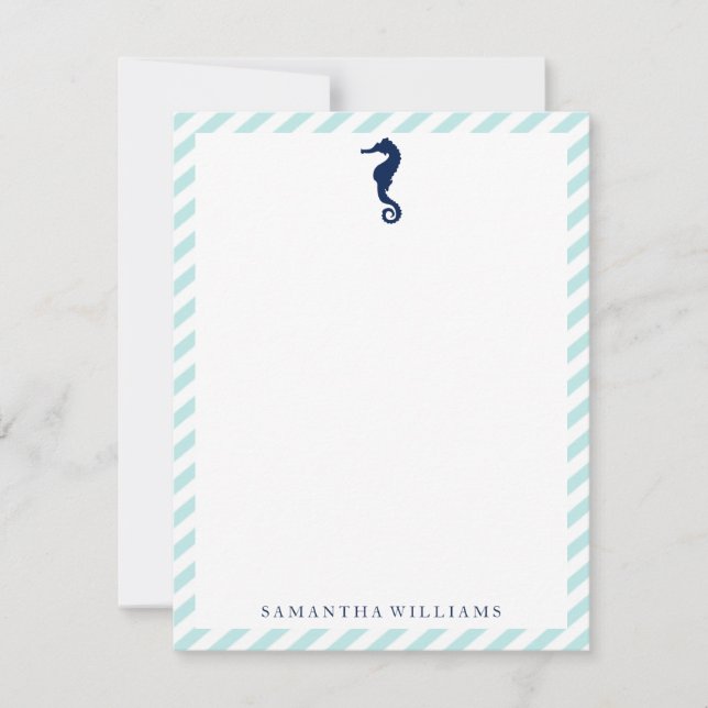 Cheval de mer bleu sur les pinces Cartes de notes (Devant)