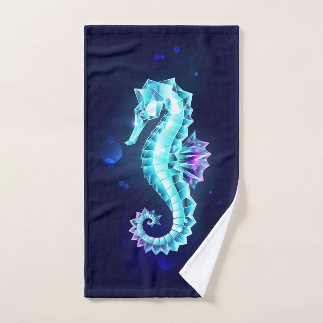 Cheval de mer de glace cristal sur Arrière - plan  (Serviette à main)