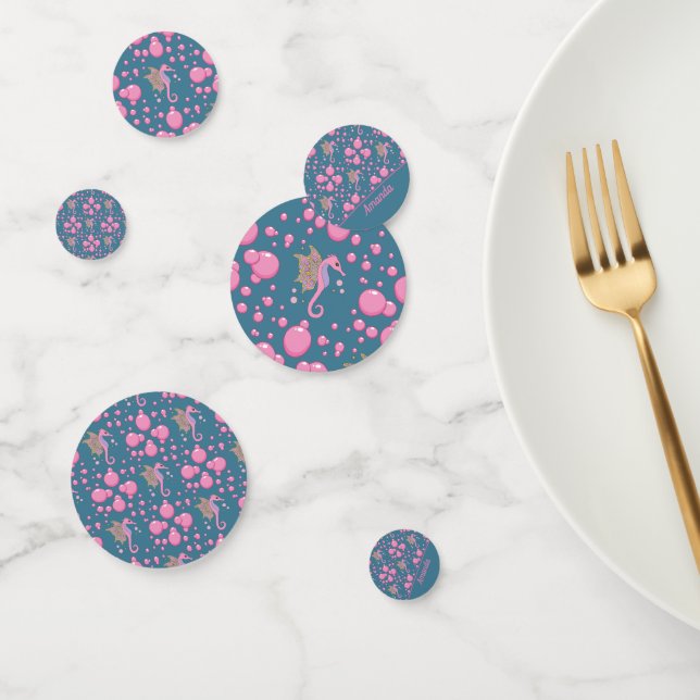 Cheval de mer papillon en bulles roses Confetti pe (Groupe)
