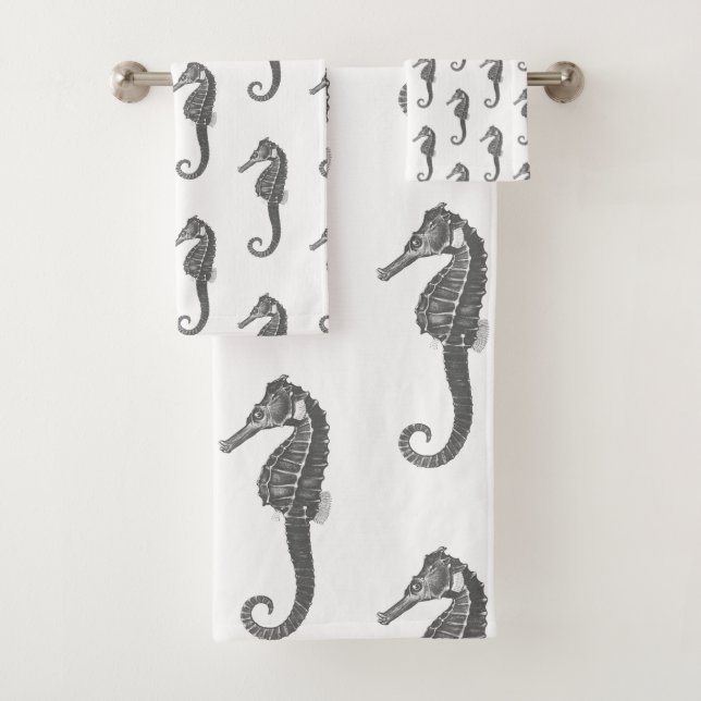 Cheval de mer Vintage noir blanc (En situation)