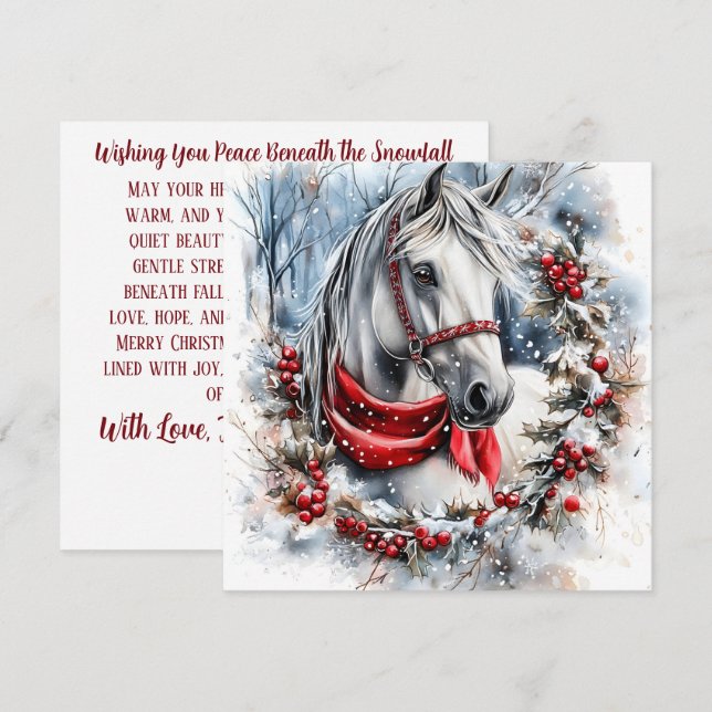 Cheval de Noël Élégant avec Couronne d'Hiver Perso (Devant / Derrière)