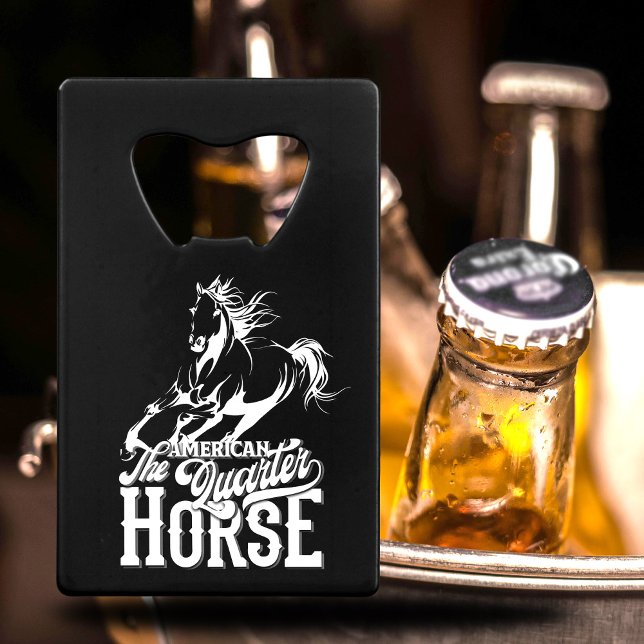 Cheval de quart américain Cowboy sauvage ouest oue (American quarter horse Cowboy wild west western Credit Card Bottle Opener)
